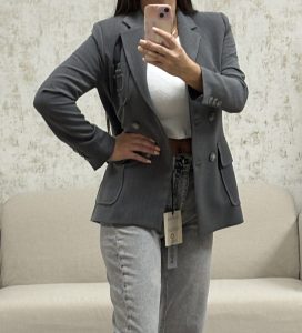 Elegantné dámske šedé sako